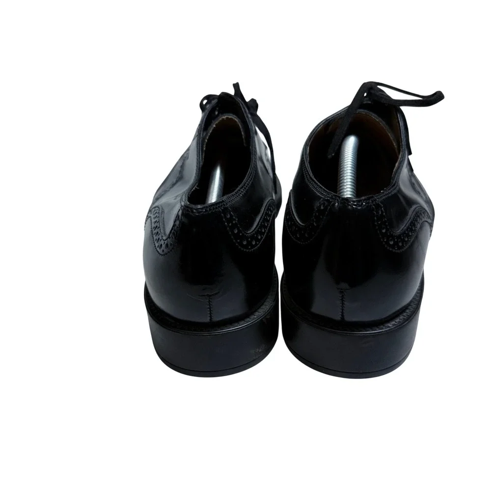 Tods Wingtip Brogue Derby Men 11 Black Polished Leather Lace Up Dress Shoes